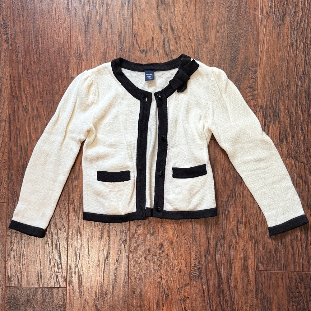 GAP Cream and Black Toddler Cardigan